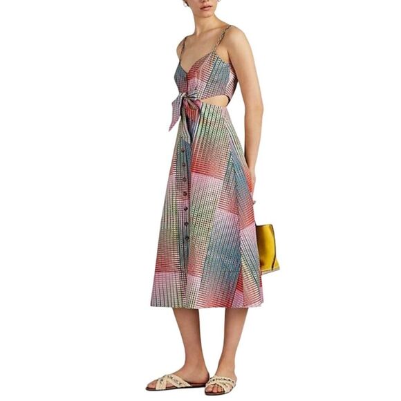 Saloni Lea Geometric Print Cotton Midi Dress Sz. 4 (US) - Picture 1 of 7
